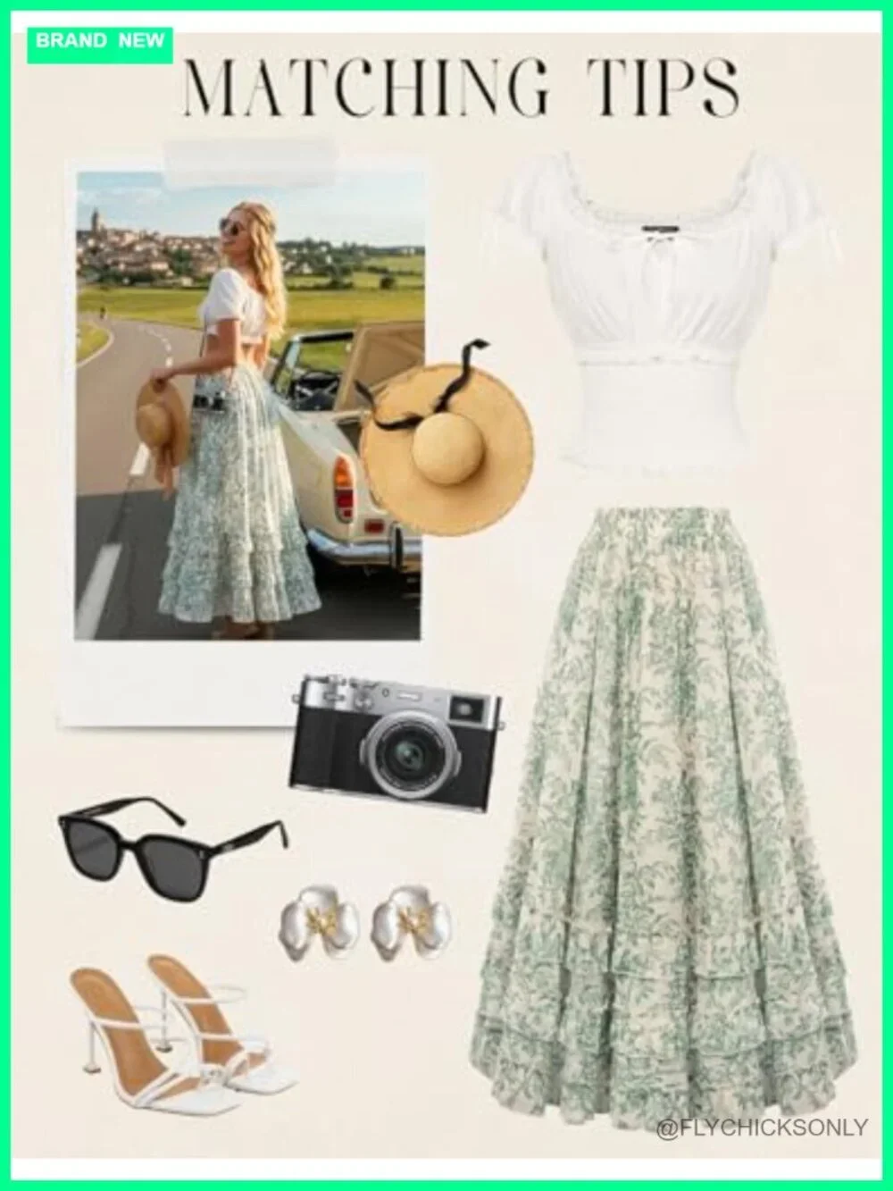 Floral Chiffon Maxi Skirt With Pockets Elastic High Waist Flowy Ruffle